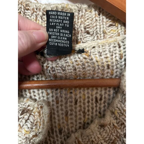 BCBG MAXAZRIA Womens Tan Brown Beige Studded Beaded Big Button Sweater Jacket M - Picture 7 of 10